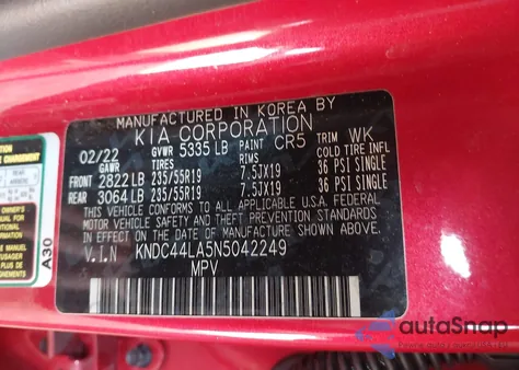 2022 Kia Ev6 Gt-Line from USA, damaged, VIN KNDC44LA5N5042249